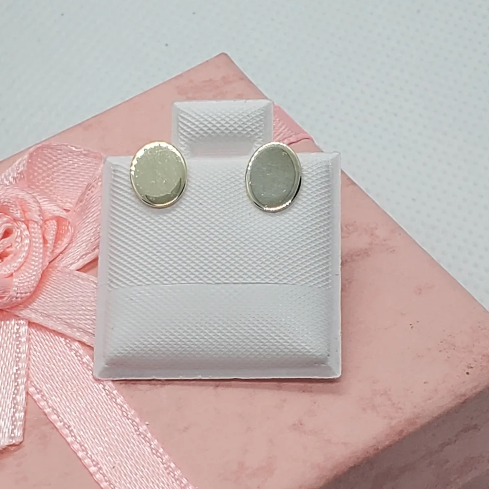 Sterling Silver 925 Gold Plated Flat Oval Stud Earrings